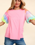 Rainbow Puff Sleeve Top -clearance