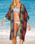 Neon Aztec Duster Kimono Coverup Women's Long Cover Up