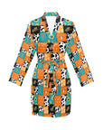 Western Patchwork Women's Belted Satin Feel Dressing Lounge Robe