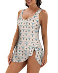 Turquoise Longhorn Skirted Swimsuit