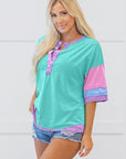 Chandler Half Sleeve Buttons Henley Top