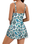 All Turquoise Skirted Swimsuit