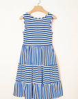 Stripe Sleeveless Tiered Mini Dress