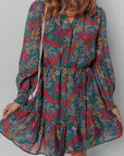 Maria Floral V Neck Puff Sleeve Dress