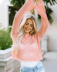 Ila Hollowed Eyelets Knit Bell Sleeve