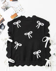 Dayana Bow Print Side Ties Sweater Top