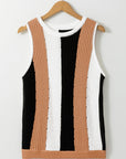 Colorblock Stripe Sleeveless Sweater Top