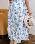 Salma Boho Floral High Waist Ruffle Split Maxi Skirt