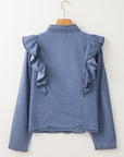 Trinity Denim Ruffled Casual Top