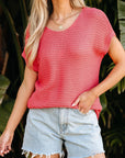 Melina Loose Knit Short Dolman Sleeve Sweater