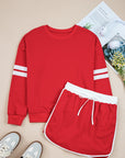 Varsity Stripe Pullover and Mini Skirt Set