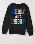 Christmas Merry And Bright Cable Knit Pullover Sweatshirt