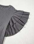 Plus Size Solid Layered Ruffle Short Sleeve Top
