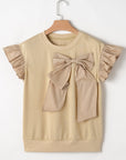 Camilla Two Tone Bow Ruffle Sleeve Top