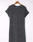 Corded Knit Pocketed T-Shirt Dress