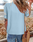 Floral Ric-Rac Puff Sleeve Shirt