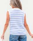 Veda V Neck Gold Buttons Elegant Sweater Vest