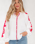 Floral Embroidered Puff Long Sleeve Shirt