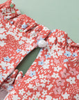 Jamie Plus Size Floral Print Ruffled Sleeve Frilled Neck Blouse