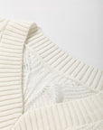 Hollow-Out Knit V-Neck Drop Shoulder Sweater