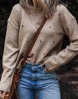 Polka Dot Drop Shoulder Sweater