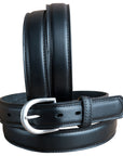3D Wide Black Mens Leather Basic Cowboy Belt W/ Silver Buckle