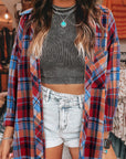 Plaid Button-Up Long Sleeve Shirt