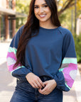 Sara Flower Raglan Sleeve Top