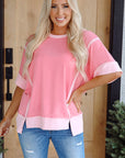 Katie Raw Seam High Low Side Split Top