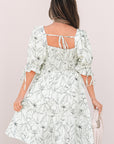 Ariya Floral Shirred Back Puff Sleeve Dress