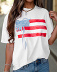 Flag Bow Crewneck Graphic Tee