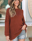 Hayden Textured Crew Neck Loose Sweater