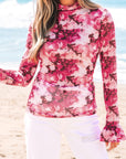 Floral Mesh Mock Neck Blouse