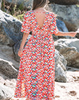 Haley Floral Cutout Back Split Maxi Dress