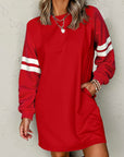 Varsity Stripe Long Sleeve Sweatshirt Dress