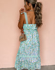 Green Floral Lace Tied Strap Empire Waist Maxi Dress