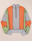 Lilah Block Stitching Half Zipper Sweatshirt