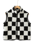 Checker Sherpa Collared Jacket Vest