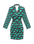 Turquoise cowgirl Hat Women's Belted Satin Feel Dressing Lounge Robe