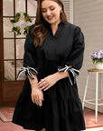 Plus Size Colorblock Knot Cuff Mini Dress