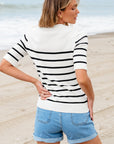 Maisy Striped Half Sleeve Knitted Top