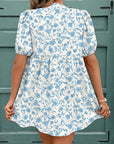 Floral Bow Puff Sleeve Mini Dress