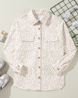 Leopard Corduroy Flap Pockets Button-Up Shacket