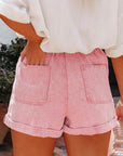 Melany Vintage Washed Frilled High Waist Denim Shorts