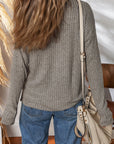 Solid Ribbed Knit Mock Neck Pullover Top