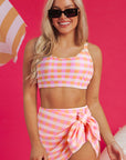 Azaria 3pcs Gingham High Waist Bikini & Sarong