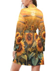 Sunflower Field Women's Long Sleeve Belted Satin Feel Dressing Lounge Robe