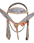 HILASON Western Horse Leather Headstall & Breast Collar Set Tan