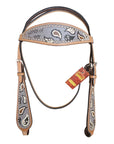 HILASON Western Horse Leather Headstall & Breast Collar Set Tan