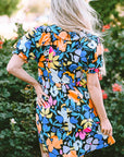 Alena Collared Split Neck Floral Flared Dress